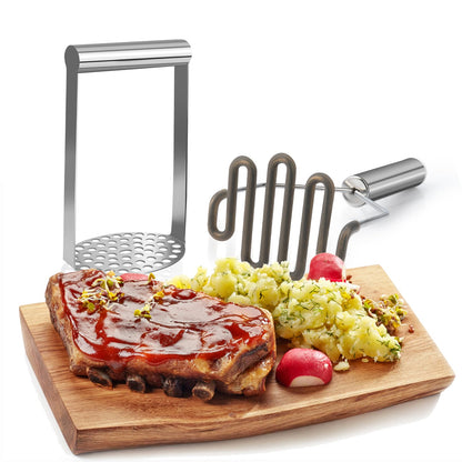 VOOVAO 2Pcs Wide Potato Smasher,Mashed Potato Masher,Stainless Steel Masher Kitchen Tool for Bean,Vegetable,Food,Fruit,Salad