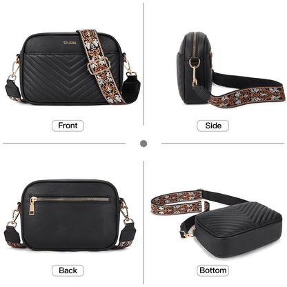 Telena Small Crossbody Bags For Women Vegan Leather Crossbody Purse With Adjustable Wide Strap For Daily Life