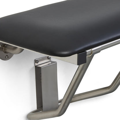 Seachrome 18" x 15" Black Padded Cushion Folding Wall Mount Bench Shower Seat, ADA Compliant