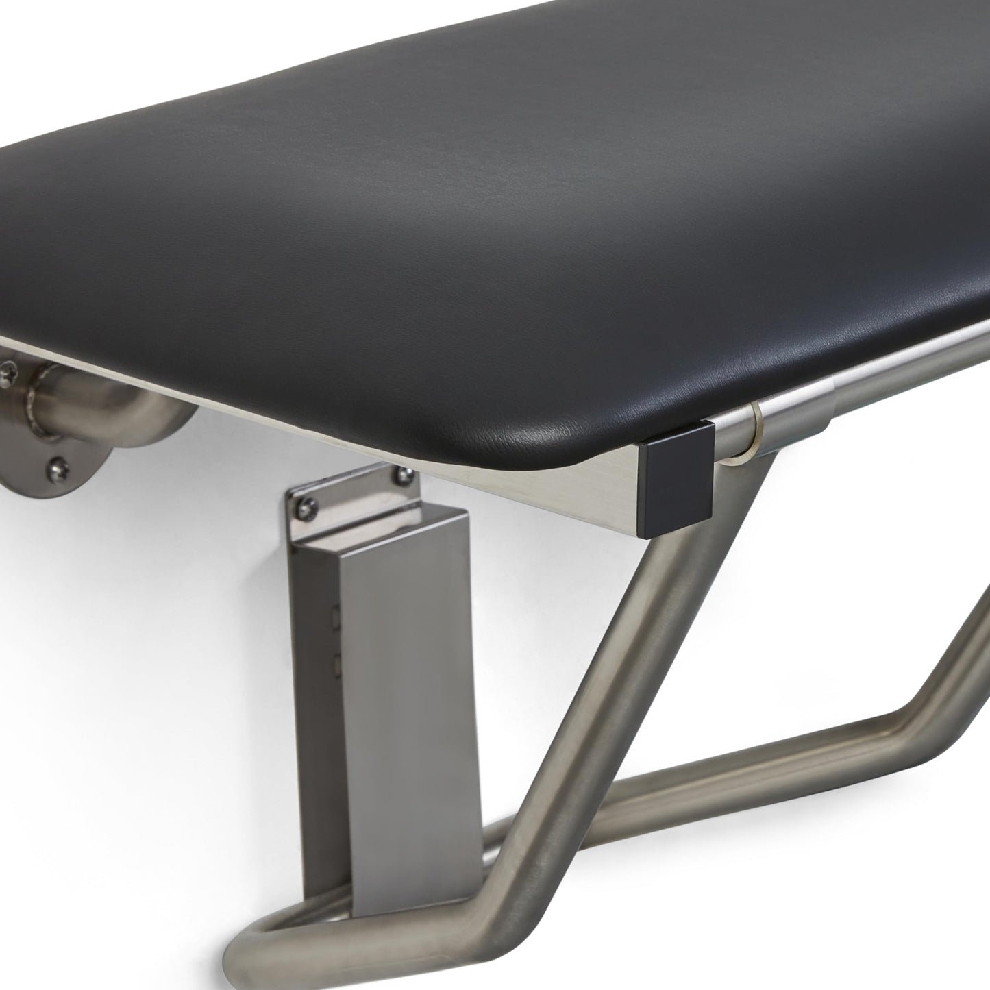 Seachrome 22" x 15" Black Padded Cushion Folding Wall Mount Bench Shower Seat, ADA Compliant