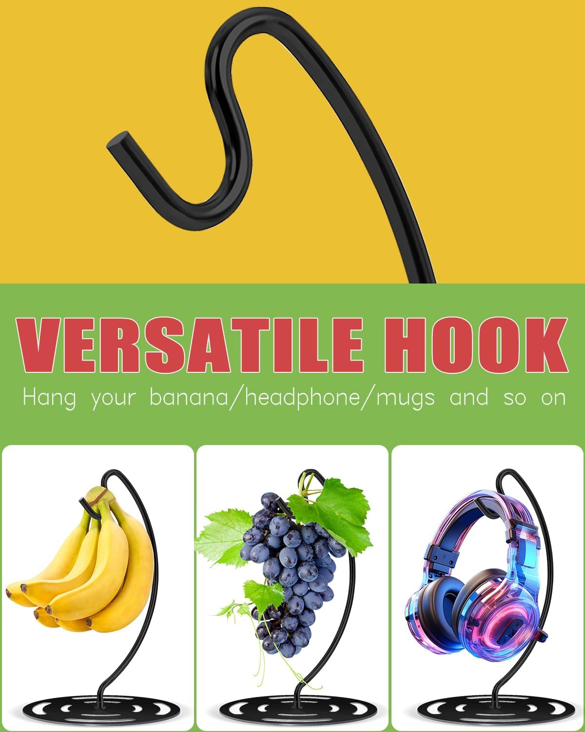 Coopenju Countertop Banana Holder Stand Stainless Steel, Modern Banana Tree Hanger with Larger Base & Won't Topple