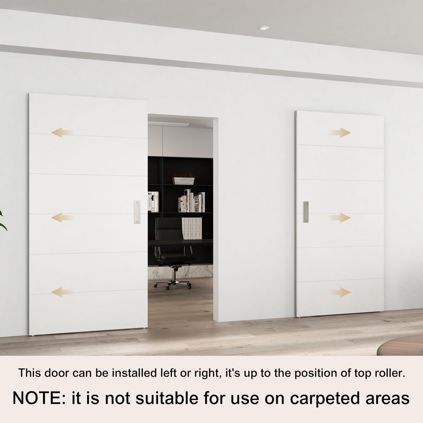 BARNSMITH 42"x84" Concealed Sliding Barn Door with Horizontal Groove and Soft Close Hardware Kits, White Hidden Barn Door, Waterproof Vinyl Wrapped, Fits Opening 38"-40" x80'', Widely Used