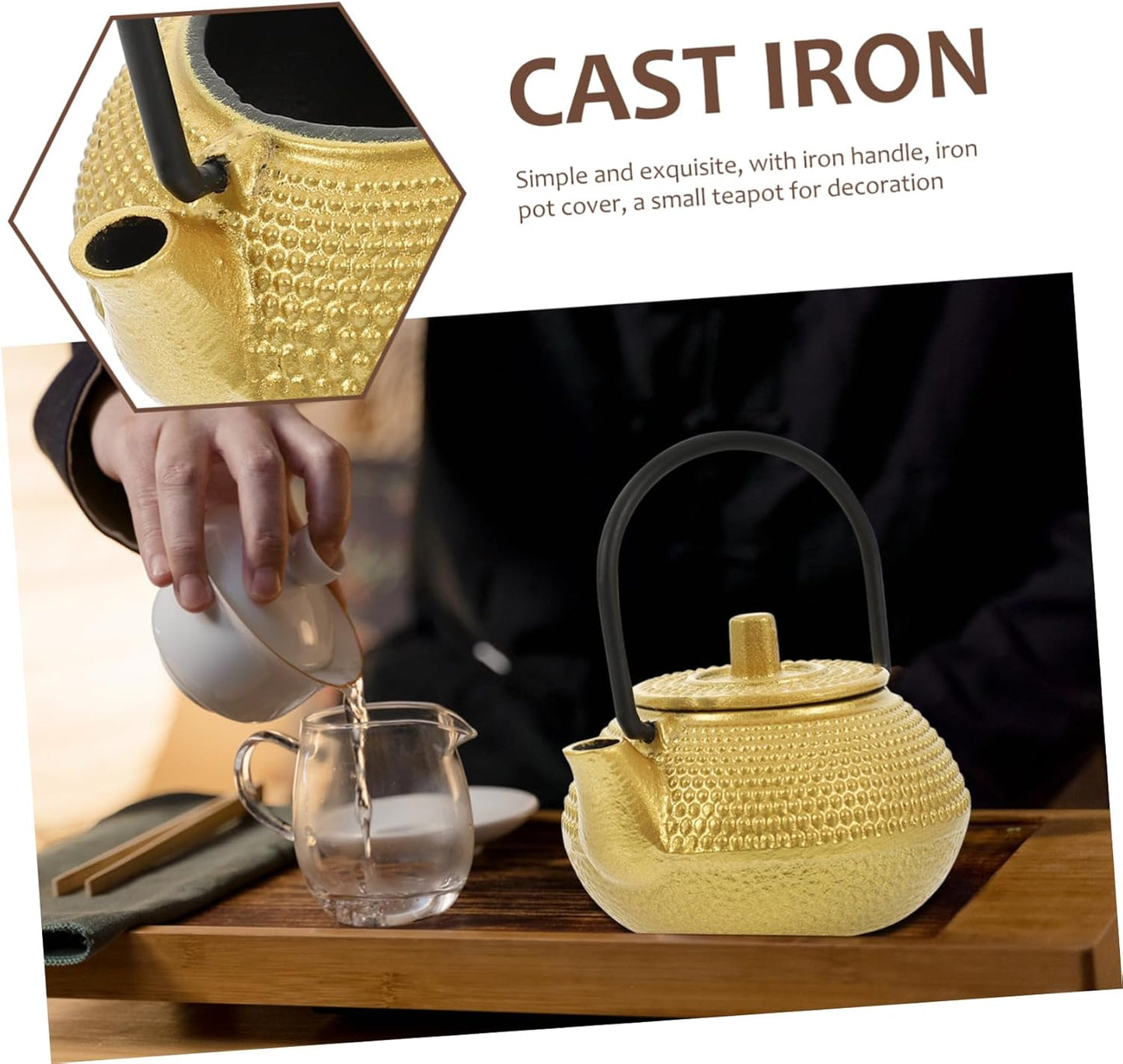 Cast Iron Teapot Tea Set, Whistling Kettle for Stovetop, Dollhouse Decoration Accessories, Mini Iron Kettle