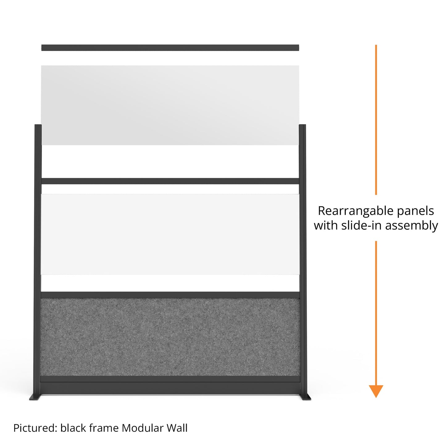 Stand Up Desk Store Expanse Modular Wall | 70'' x 48'' Wall | Expandable Partition Room Divider with Rearrangeable Frosted Acrylic & Sound Absorbent Wide Panels (Silver Frame)