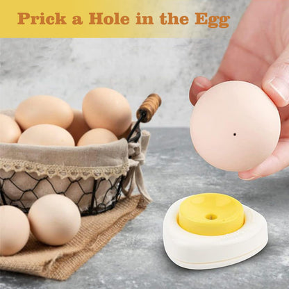 2-in-1 Egg Peeler & Poker - Hard Boiled & Raw Eggs, Safety Lock, Yellow