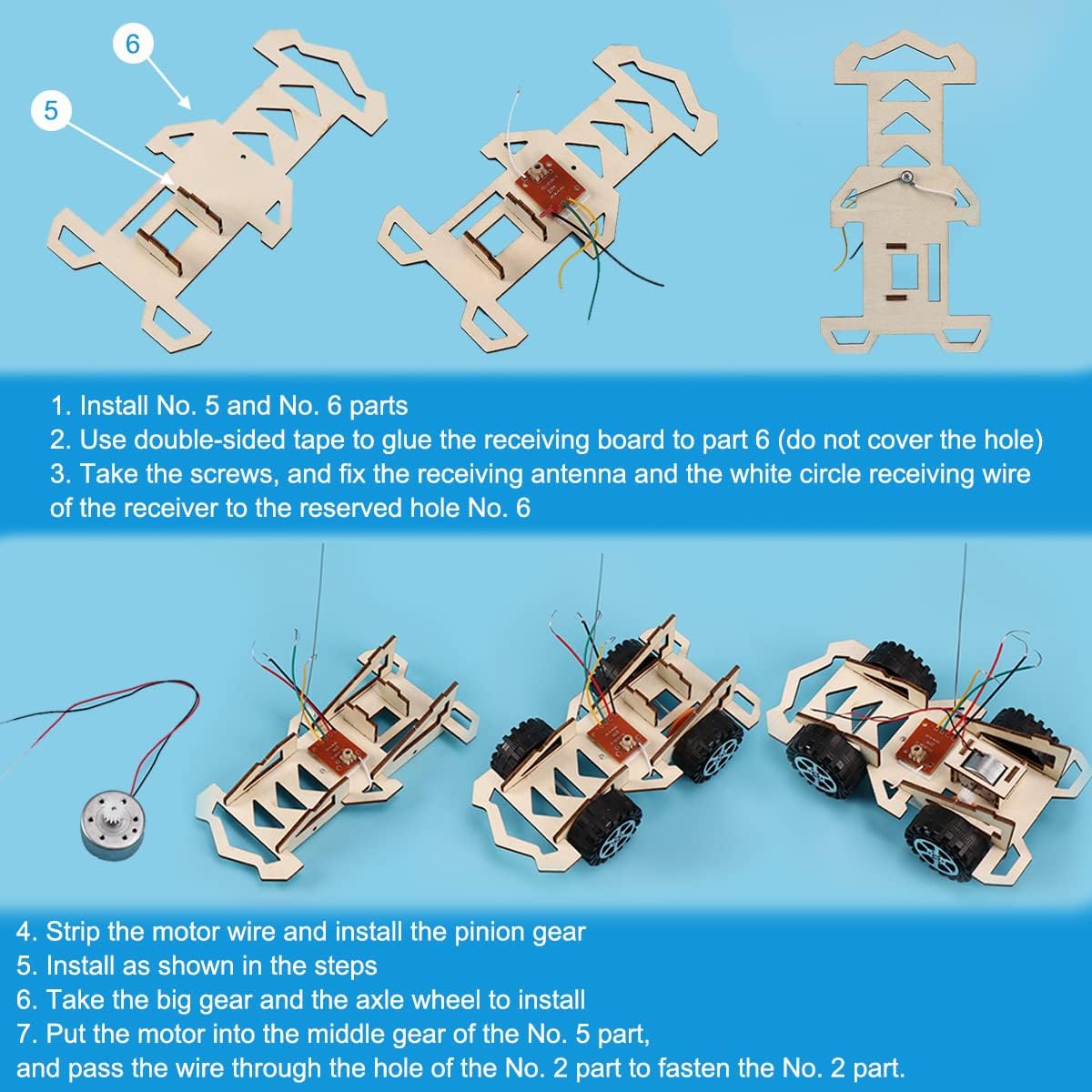 Wooden Wireless Remote Control Racing Car Kit F4, Science Experiment Kit for Youth Age, Robotic Stem Project