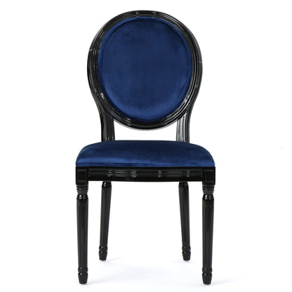 Christopher Knight Home Camille Traditional Velvet Dining Chairs, 2-Pcs Set, Navy Blue / Gloss Black