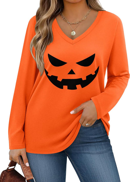 IN'VOLAND Womens Plus Size Long Sleeve Shirts V Neck Basic Tee Tops Loose Fit Fall Outfits for Women 1X-5X