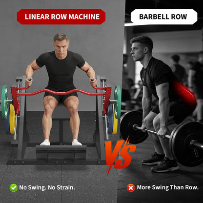 Home Gym Linear Row Machine, Plate-Loaded Smith-Style Back Trainer with Linear Bearings, Compact Multi-Grip Equipment for Small Spaces (Suitable for Beginners & Advanced Lifters)