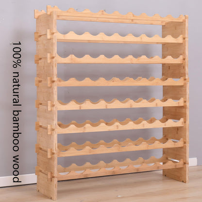 FDHUIJIA 72 Bottle Stackable Storage Modular Wine Rack Cabinet Bamboo freestanding Floor Wine Holder Display Shelves