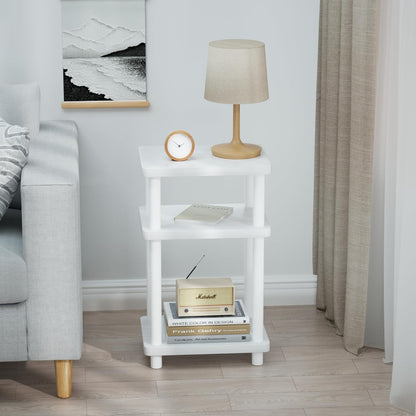 DALEMHOME 3 Solid Wood Tier End Table, Side Table Sofa Couch Table for Living Room, Night Stand Storage Shelf