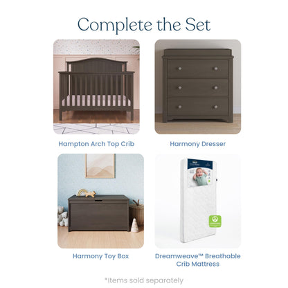 Child Craft Hampton Arch 4-in-1 Convertible Crib, Baby Crib Converts to Day Bed, Toddler Bed and Full Size Bed, 3 Adjustable Mattress Positions, Non-Toxic, Baby Safe Finish (Dapper Gray)
