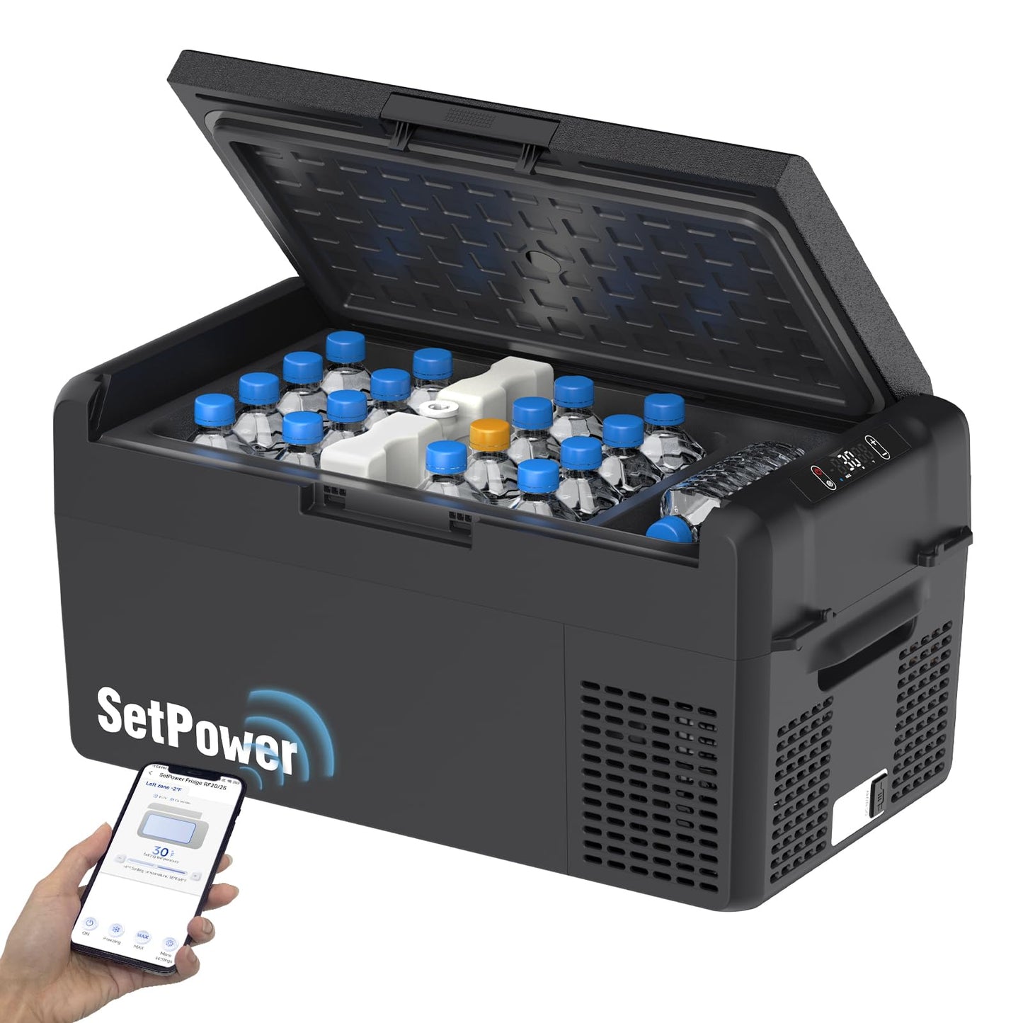 Setpower 12V Refrigerator 21 Quart Portable Freezer 50 Hours Keep Cool,Electric Cooler for Vehicles Car Refrigerator 12V Portable Fridge for Car Camping Truck Van RV SUV Road Trip Travel RF20