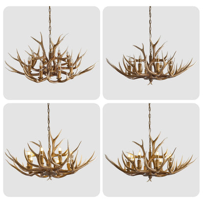 LUJIAODS Antlers Chandelier 8 Light,Deer Chandelier Fixtures,Rustic Farmhouse Horn Antler Lighting for Living Room Bedroom Dining Room Kitchen Cafes,Bars,Kitchen Foyer(8 Lamp Arms+ 3 Arms)