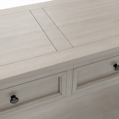 Jintop Solid Wood Console Sofa Table with 4 Drawers and Tabletop,Bottom Shelf for Entryway Hallway or Living Room,Space Saving,Easy to Assemble,Gray Wash,63" L×14" W×30" H