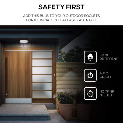 Amazon Basics A19 Dusk to Dawn Sensor LED Outdoor Light Bulb, 60W Equivalent, Energy-Efficient 9W, Daylight 5000K, E26 Base, 10,000 Hours, 2 Count (Pack of 1)
