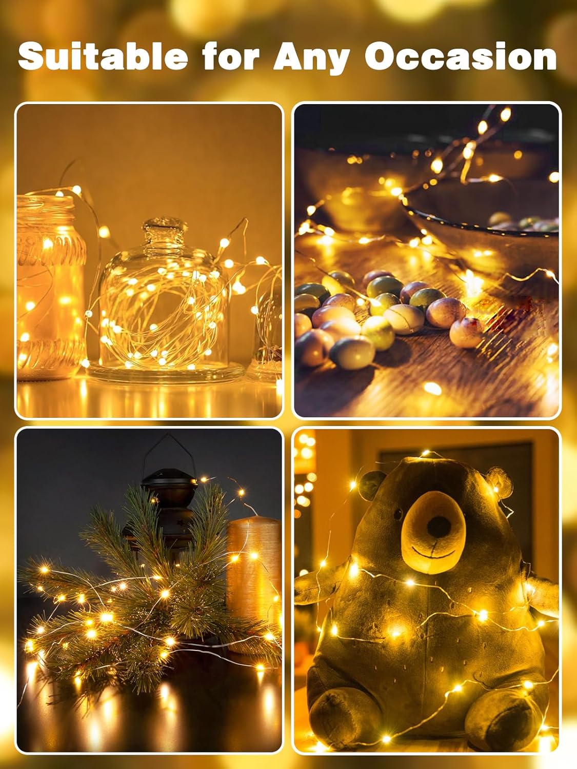 26FT 80 1 Pack 8 LED Fairy Lights Battery Operated with Remote Control & Timer, String Lights Outdoor Indoor, Modes