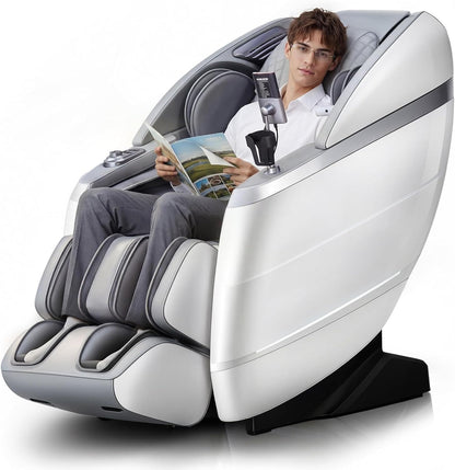 HealthRelife 4D Massage Chair Full Body, 166° Flexible Track, 18 Modes, 11Technique, 36 Airbag Massage, with Yoga Stretch, Foot Massage, Zero Gravity Massage Recliner（Grey）
