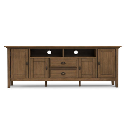 SIMPLIHOME Redmond TV Stand - 72 inch Wide Solid Wood Media Console in Rustic Natural Aged Brown, Transitional Entertainment Center for Living Room for TVs up to 80 Inches with Cable Management