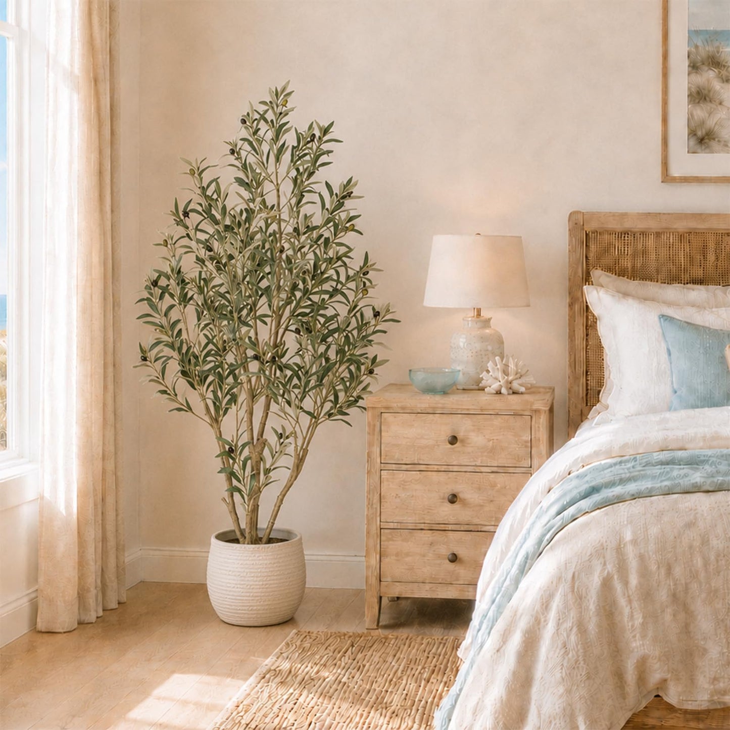 Nafresh 5ft Tall Faux Olive Tree，60in Realistic Potted Silk Artificial Olive Tree for Indoor Outdoor Living Room Bedroom Office Home Decor