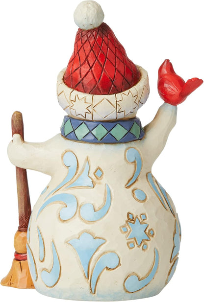 Enesco Jim Shore Heartwood Creek Snowman Holding a Cardinal, Lift Your Spirits Pint-Sized Figurine, 5.25 Inch