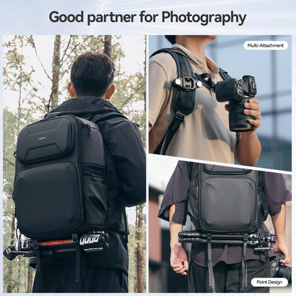 ULANZI BP10 Hardshell Camera Backpack 35L for DSLR Professional Photography Video Accessories Travel Tripod Strorage Large Splash-proof Hardshell Bag for Sony Canon Women Men w Tripod&Laptop Holder