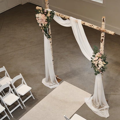 Garvee Arch Flowers with Drapes Kit (Pack of 3) - Includes 2Pcs Artificial Flower Arch Decor & 1Pcs Drapes, for Wedding Ceremony Bouquets Reception Backdrop Decoration, White