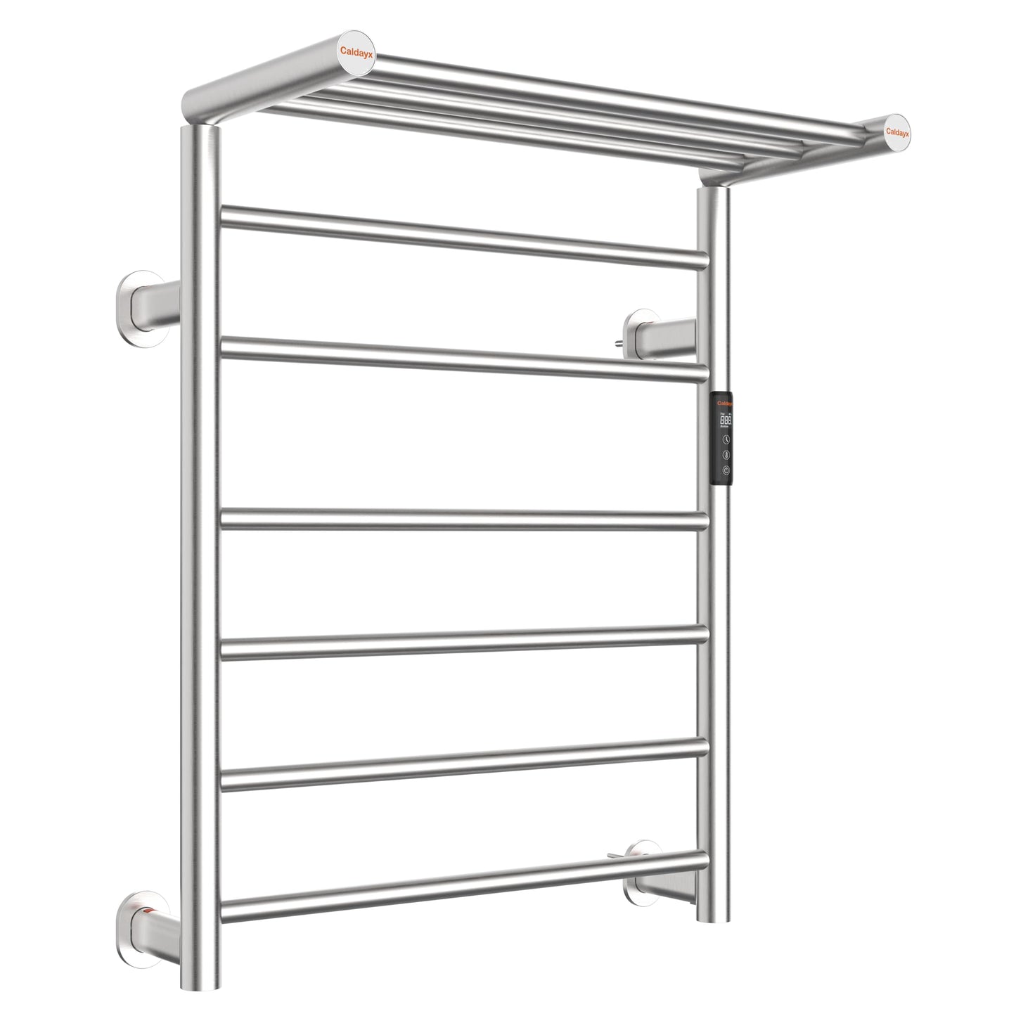 Caldayx Foldable Heated Towel Rack, Smart Dual-Zone App & Voice Control Electric Towel Warmer Rack, GFCI Plug-in/Hardwired, Wall-Mounted, Drill-Free Install, Brushed, CA3-900X550-Pro-S
