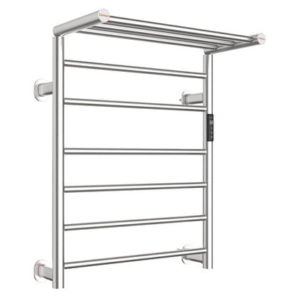 Caldayx Foldable Heated Towel Rack, Smart Dual-Zone App & Voice Control Electric Towel Warmer Rack, GFCI Plug-in/Hardwired, Wall-Mounted, Drill-Free Install, Brushed, CA3-900X550-Pro-S