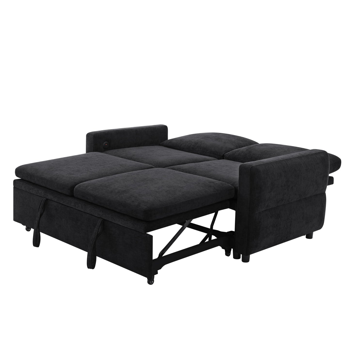 Eafurn 3 in 1 Convertible Sofa Bed Pull Out Sleeper Couch Bed - Modern Futon Loveseat Sleeper Sofa with Adjustable Reclining Backrest & USB Ports for Living Room, Chenille Fabric