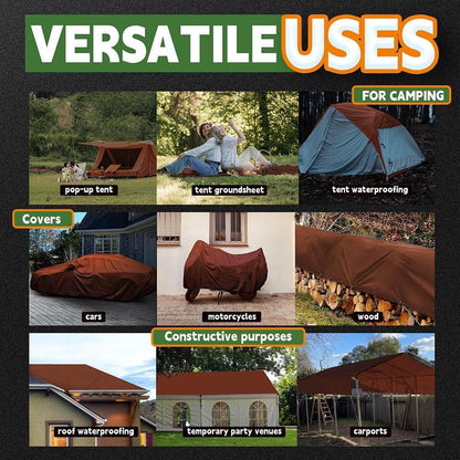 RAINDEWAY 15x30 Feet Super Heavy Duty 18 Mil Brown Poly Tarp Cover, UV Resistant, Weatherproof, Multipurpose Waterproof Poly Tarp with Grommets and Reinforced Edges