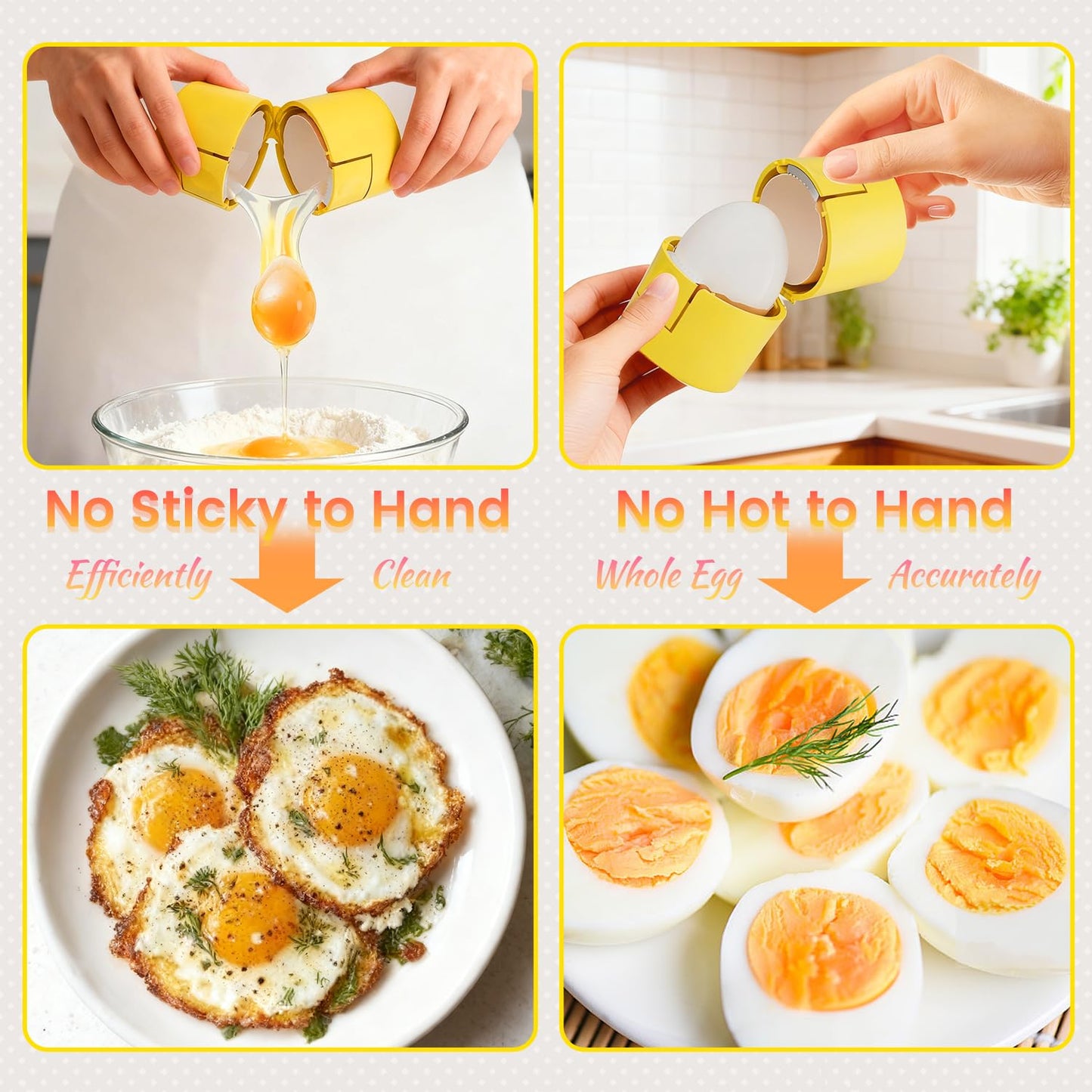 2 in 1 Hard Boiled Egg Shell Opener, Egg Peeler with Piercer, Cute Egg Separator for Raw Eggs, Egg Cracker for Home Kitchen Gadgets Tool