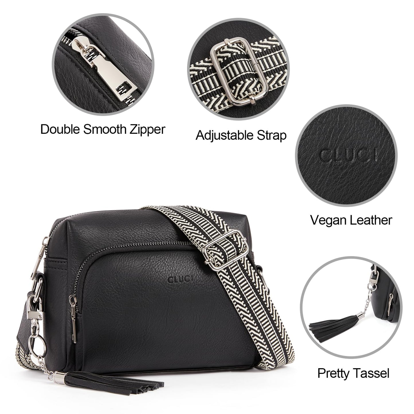 CLUCI Crossbody Bags for Women Trendy, Vegan Leather Shoulder Handbags，Purses for Women with Adjustable Wide Strap