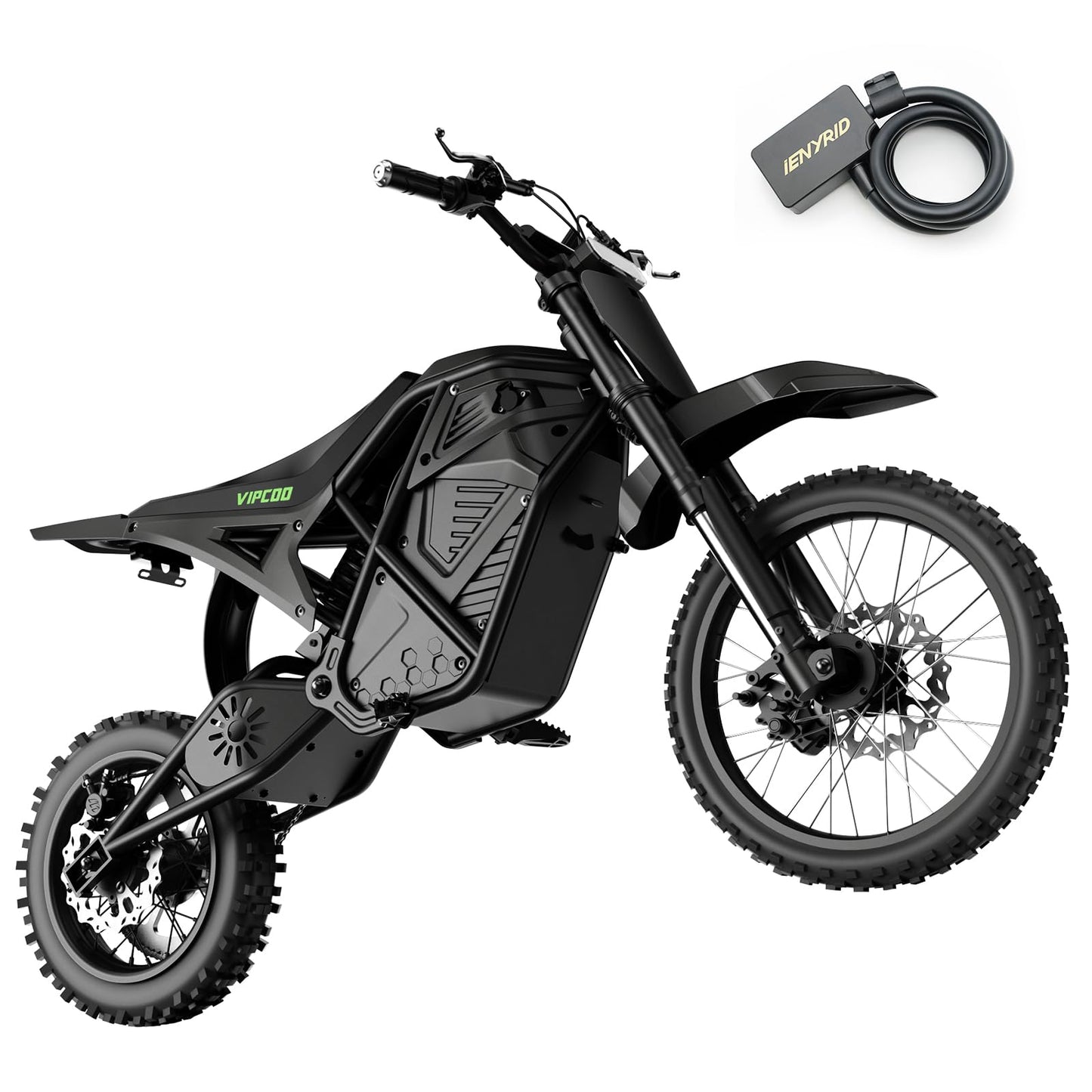VIPCOO H3 Electric Dirt Bike for Teens and Adults, 3500W Electric Motorcycle, Up to 40MPH / 45° Slope / 45 Miles Range, 14"/12" Fat Tire E Dirt Bike with Nitrogen Suspension Fit Age 13+
