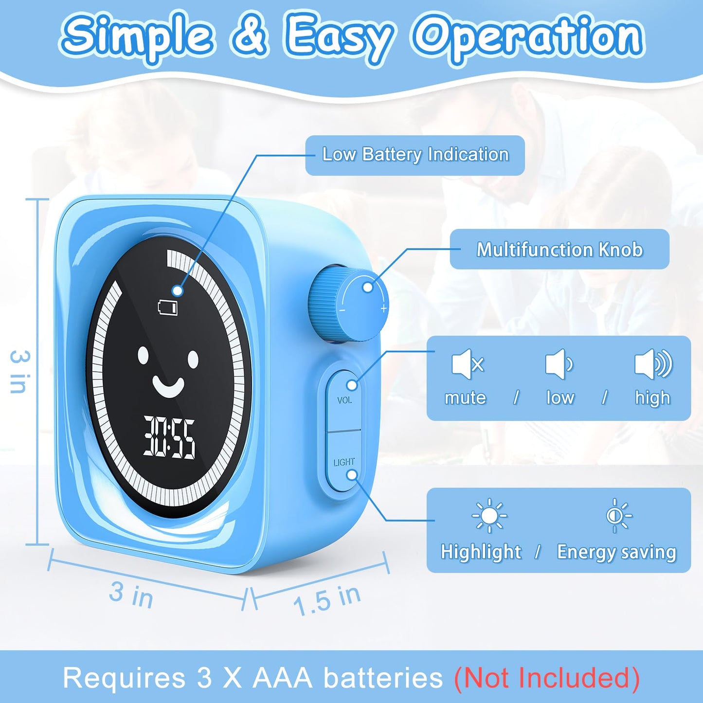 Visual Timer for Kids, 99 Minute Digital Cute Kids Visual Timer Classroom Timer for Homeschool Supplies Study Teaching Time Management Tool Countdown Timer
