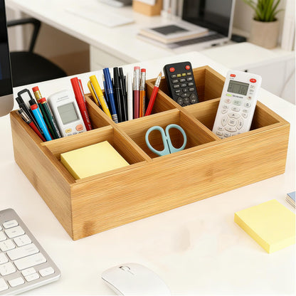 Dicunoy 2 Pack Bamboo Tea Bag Organizers, Wood Tea Bag Storage for Drawers with 6 Roomy Compartments, Sturdy Tea Chest Boxes for Shelf, Coffee Station, Sugar Packet, Sweeteners, Small Packets