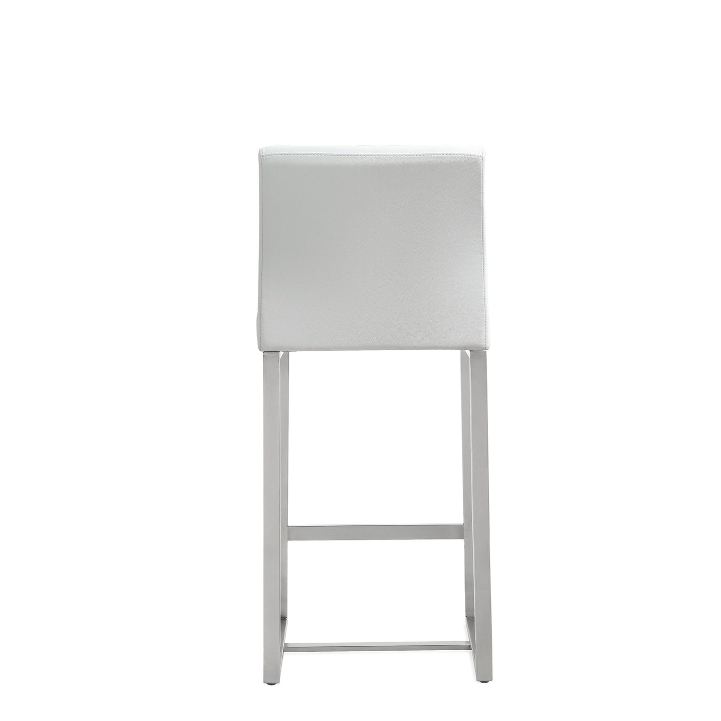Tov Furniture Denmark White Performance Vegan Leather and Stainless Steel Counter Stool - Set of 2