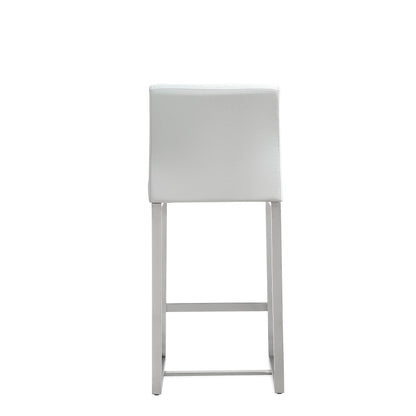 Tov Furniture Denmark White Performance Vegan Leather and Stainless Steel Counter Stool - Set of 2