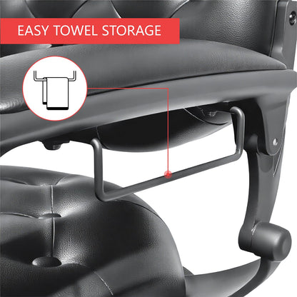 Coczeb Barber Chair Heavy Duty (700LB Capacity) - Professional Multi-Function Salon Chair for Hairdressing, Beauty, Tattoo, Massage(All Black)