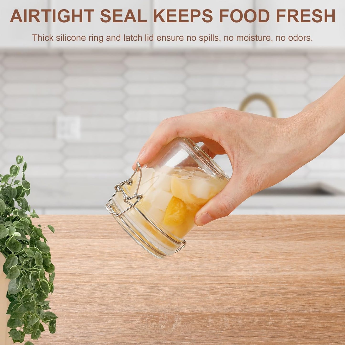 8 oz, Small Glass Jars with Lids Airtight Clamp Lid Glass Storage Jars, Thick Lead-Free Glass Containers for Pantry