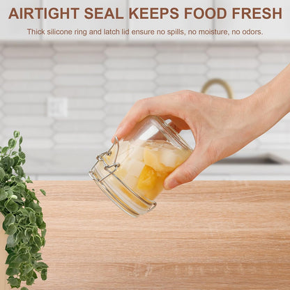 8 oz, Small Glass Jars with Lids Airtight Clamp Lid Glass Storage Jars, Thick Lead-Free Glass Containers for Pantry