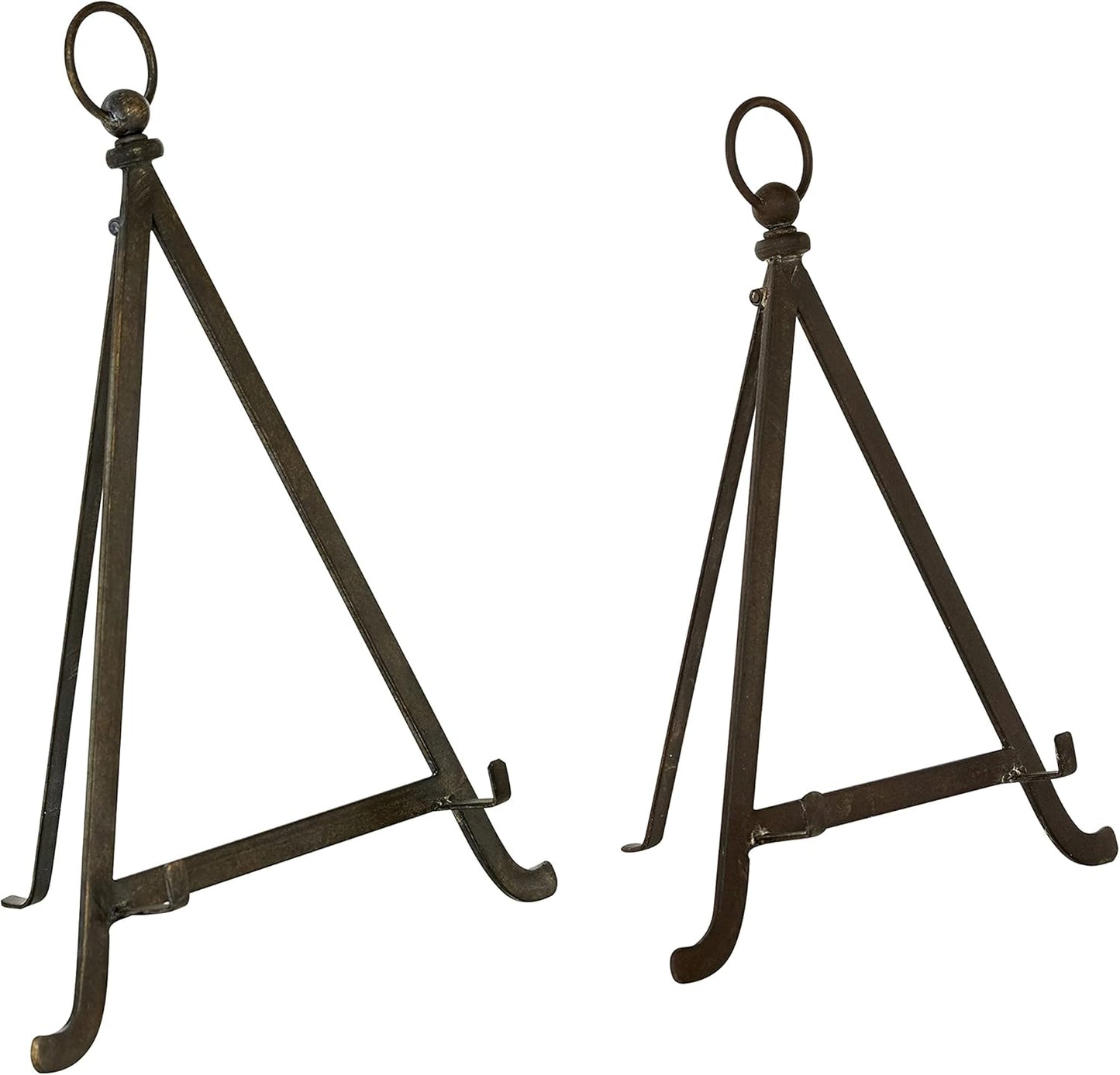 Deco 79 Metal Tabletop Display Easel with Foldable Stand, Set of 2, 13", 15"H, Bronze