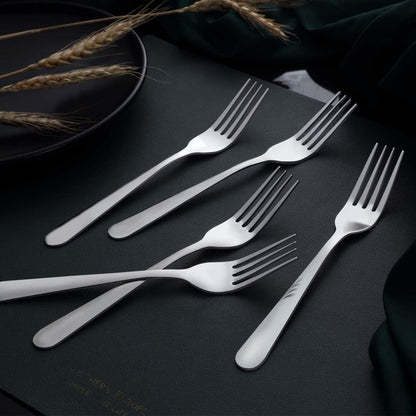 Unokit 24-Piece Stainless Steel Dinner Forks Silverware - 7.1 Inch Silver Dinner Forks Set of 24, Forks Set, Flatware Forks for Home, Kitchen or Restaurant, Mirror Polished, Dishwasher Safe