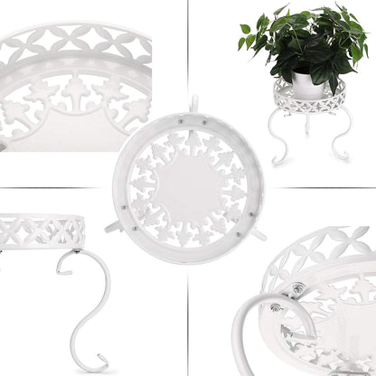 OwnMy Set 2 of Metal Round Plant Stand Rustproof Iron Flower Pot Holder, Modern Plant Display Potted Rack, Indoor