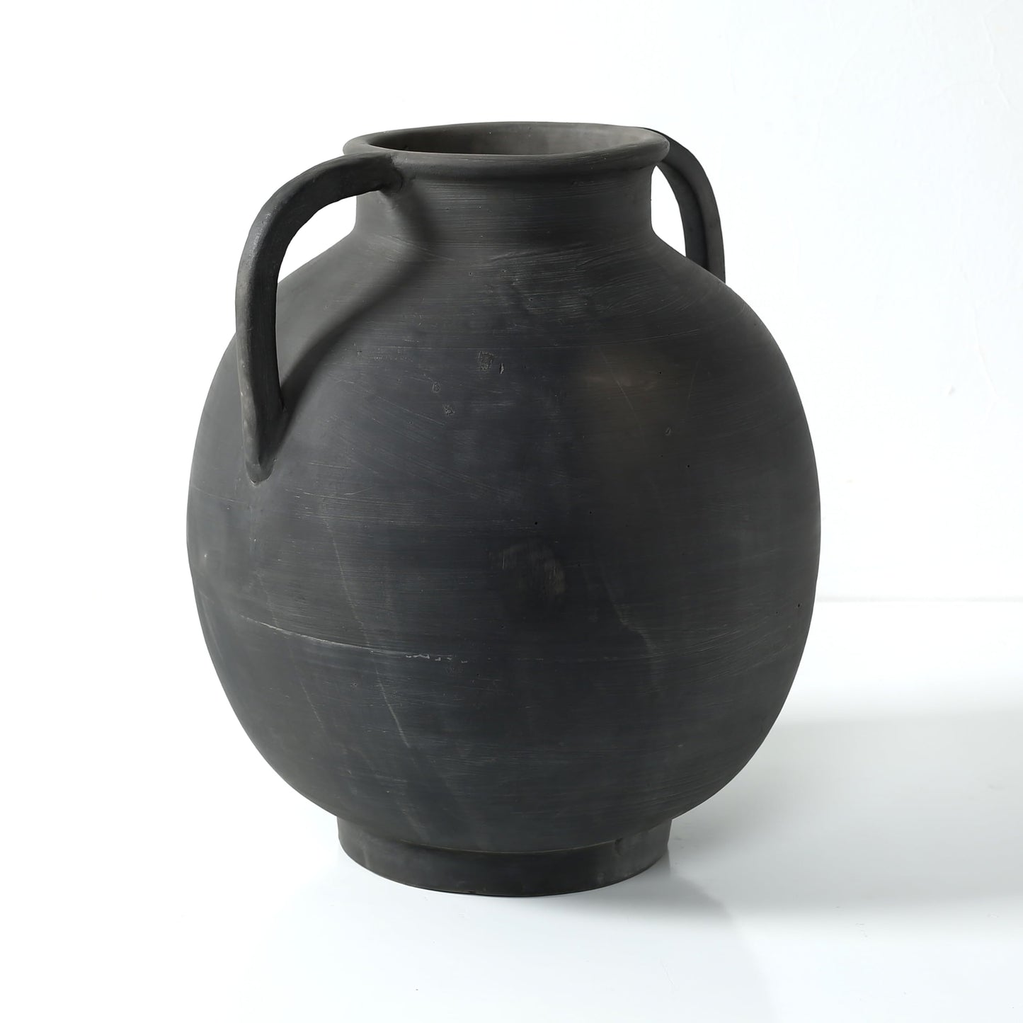 Approx.14 Earthy Gray Pottery Vase with Two Decorative Handles