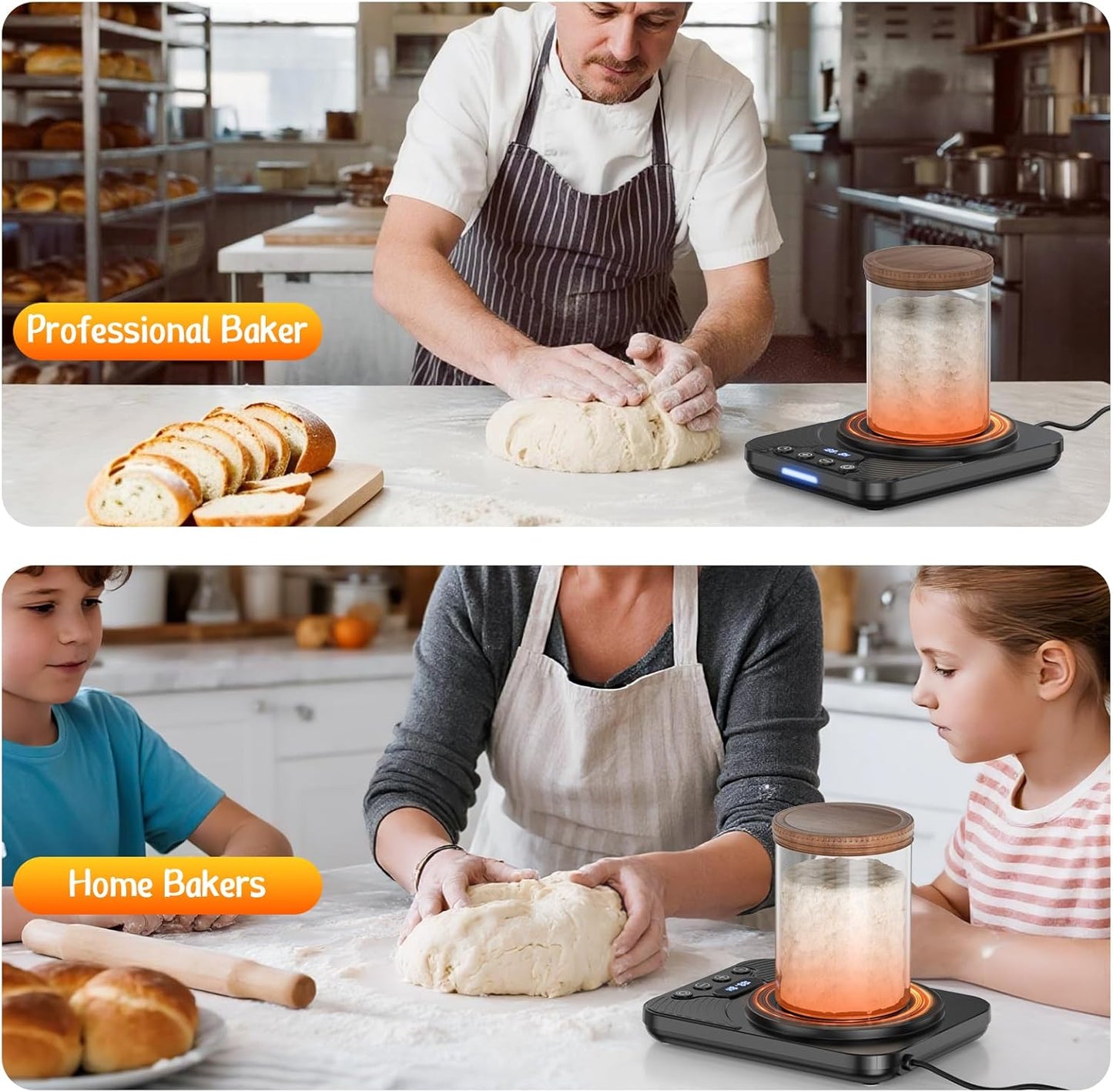 1F (70110F), 24H Sourdough Starter Warmer Precise Thermostat Warming Mat with Timer & Auto On/Off Memory, Ideal