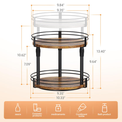 Across-Star Lazy-Susan-Organizer-Spice-Rack, Rotating Spice Organizer For Cabinet Pantry, Seasoning Holder Spice Shelf With Adjustable Height, Kitchen Counter Shelf Countertop Organizer
