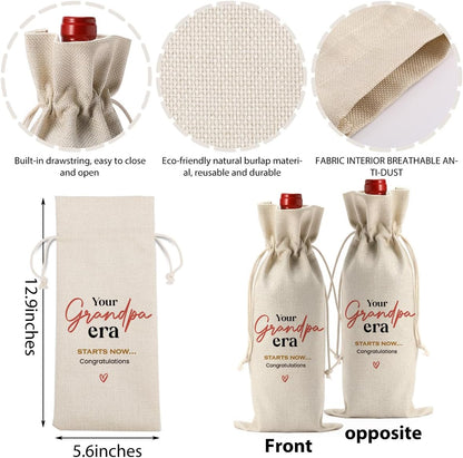 Funny Grandpa Baby Announcement Wine Bag, Pregnancy Gifts for Grandpa, Your Grandpa Era Starts Now Wine Bottle Bag