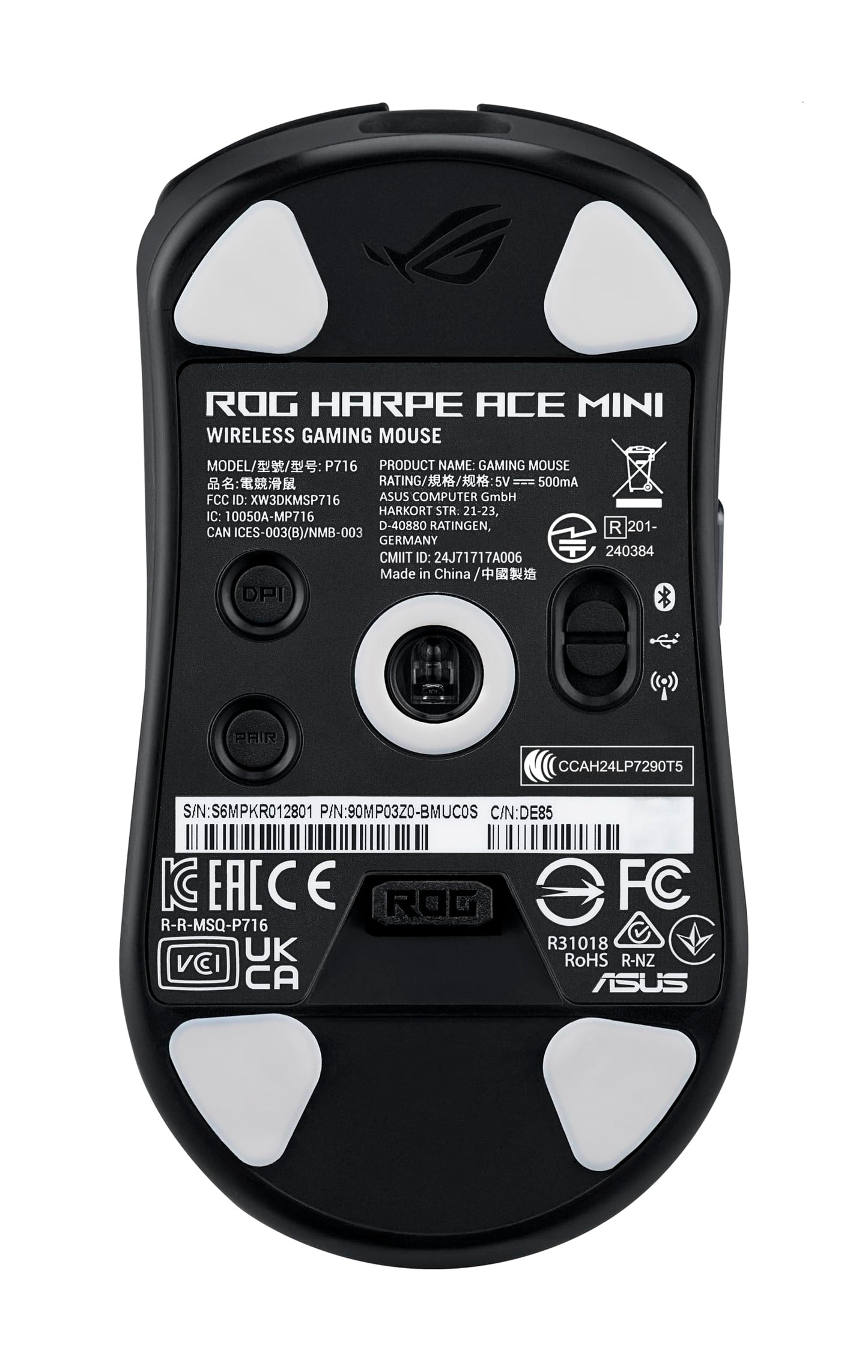 ASUS ROG Harpe Ace Extreme Wireless Esports Gaming Mouse – Carbon Fiber Build, 47g Lightweight, Tri-Mode Connectivity, 42K DPI, up to 70Hr Battery, Glass Skates, Pro-Approved, PC/Mac Support - Black