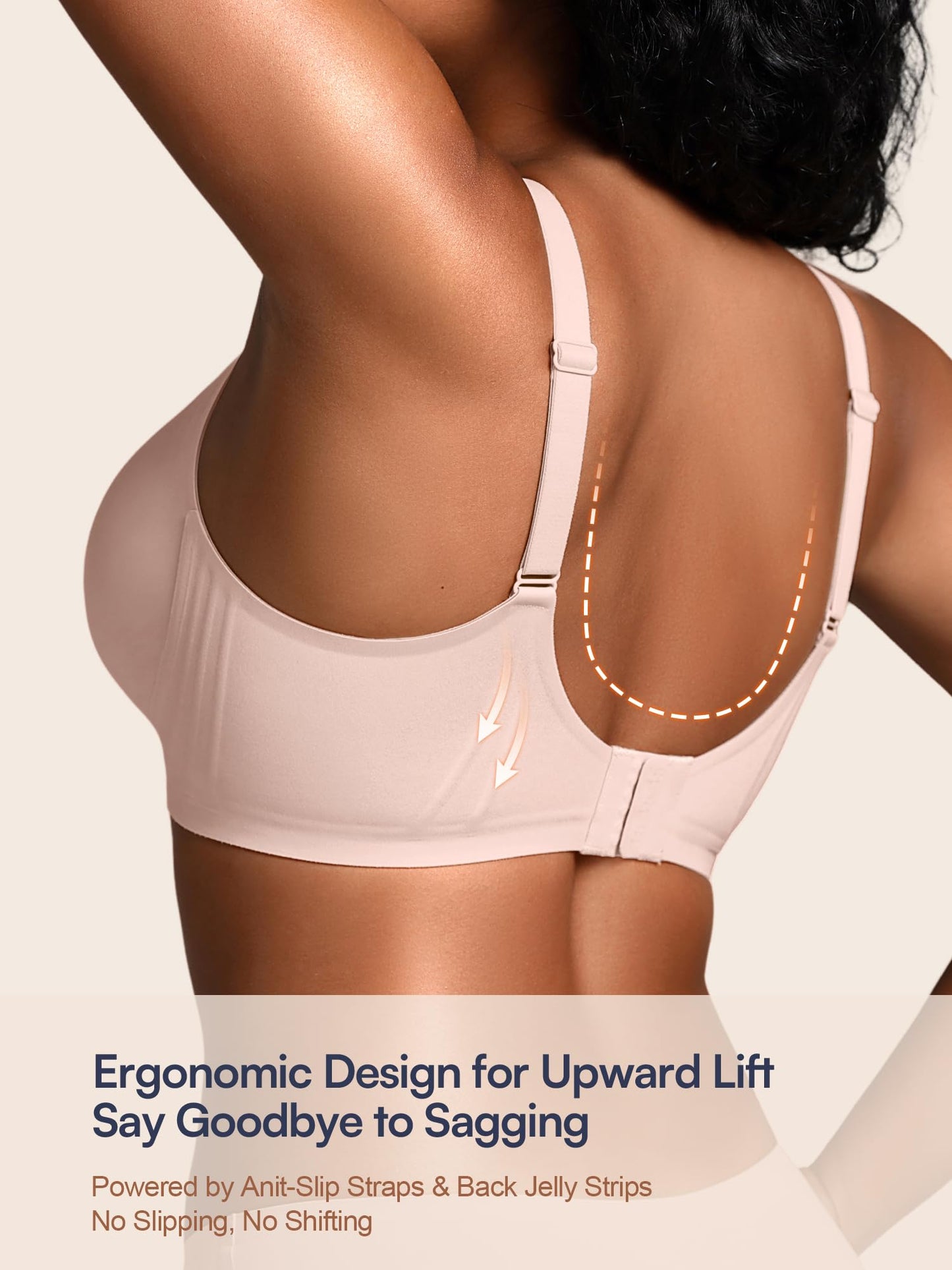 Wireless Jelly Bras for Women No Underwire with Support - S-2XL Seamless Bralettes Everyday Comfort Tshirt Padded Bra
